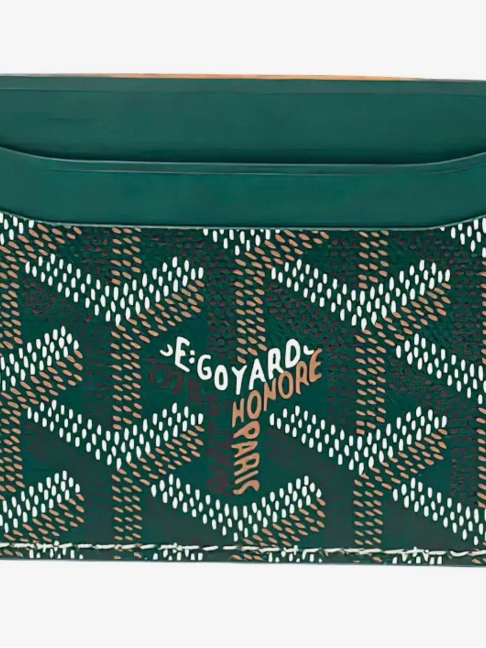 Goyard Green Card Holder with Signature Chevron Print